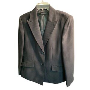 Kasper Womens Black Metallic Pinstripe Two-Button Blazer Size 16 RT10292 EUC